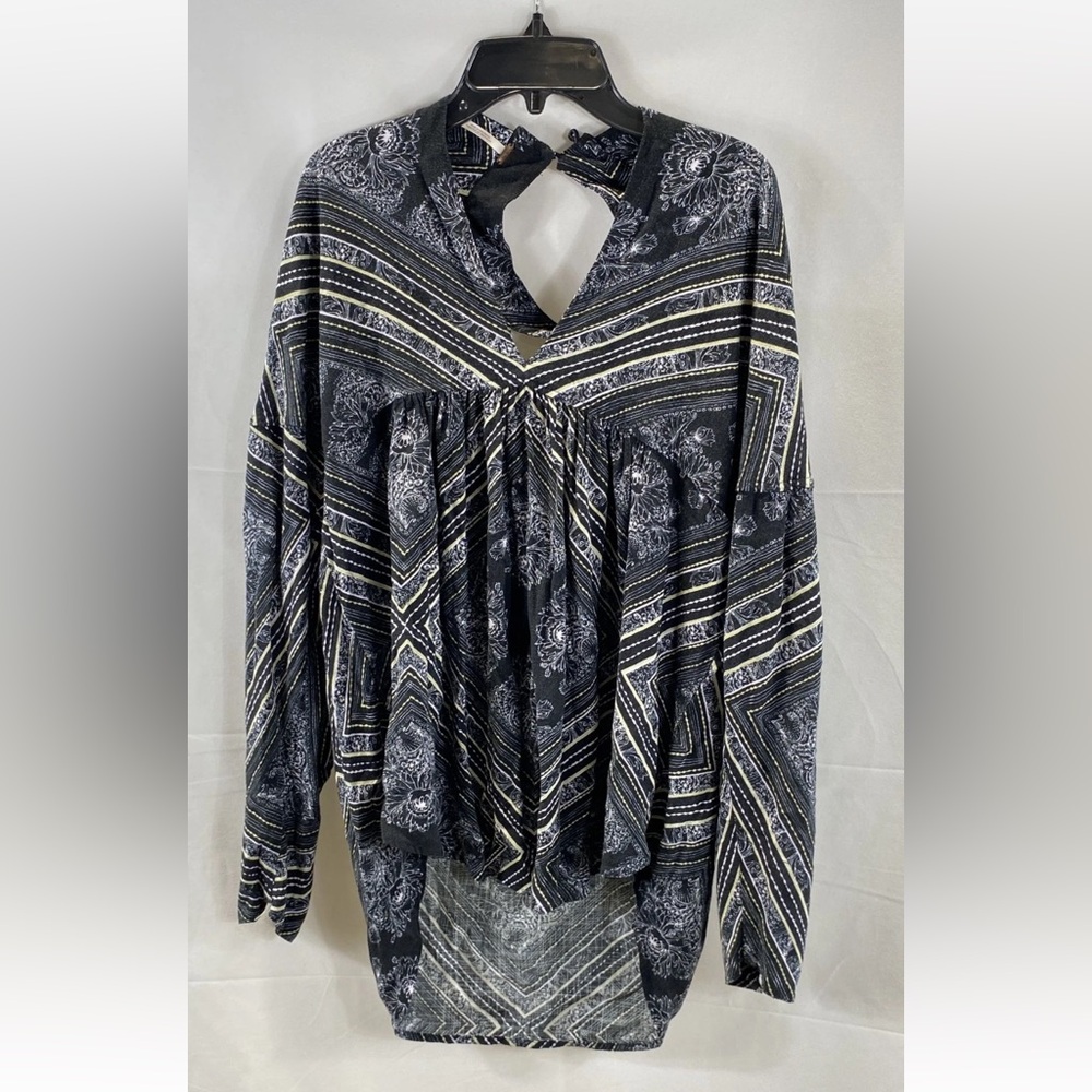 Free People Bandana Print Keyhole Top